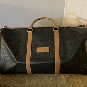 Vintage Christian Dior black honeycomb weekend duffle bag